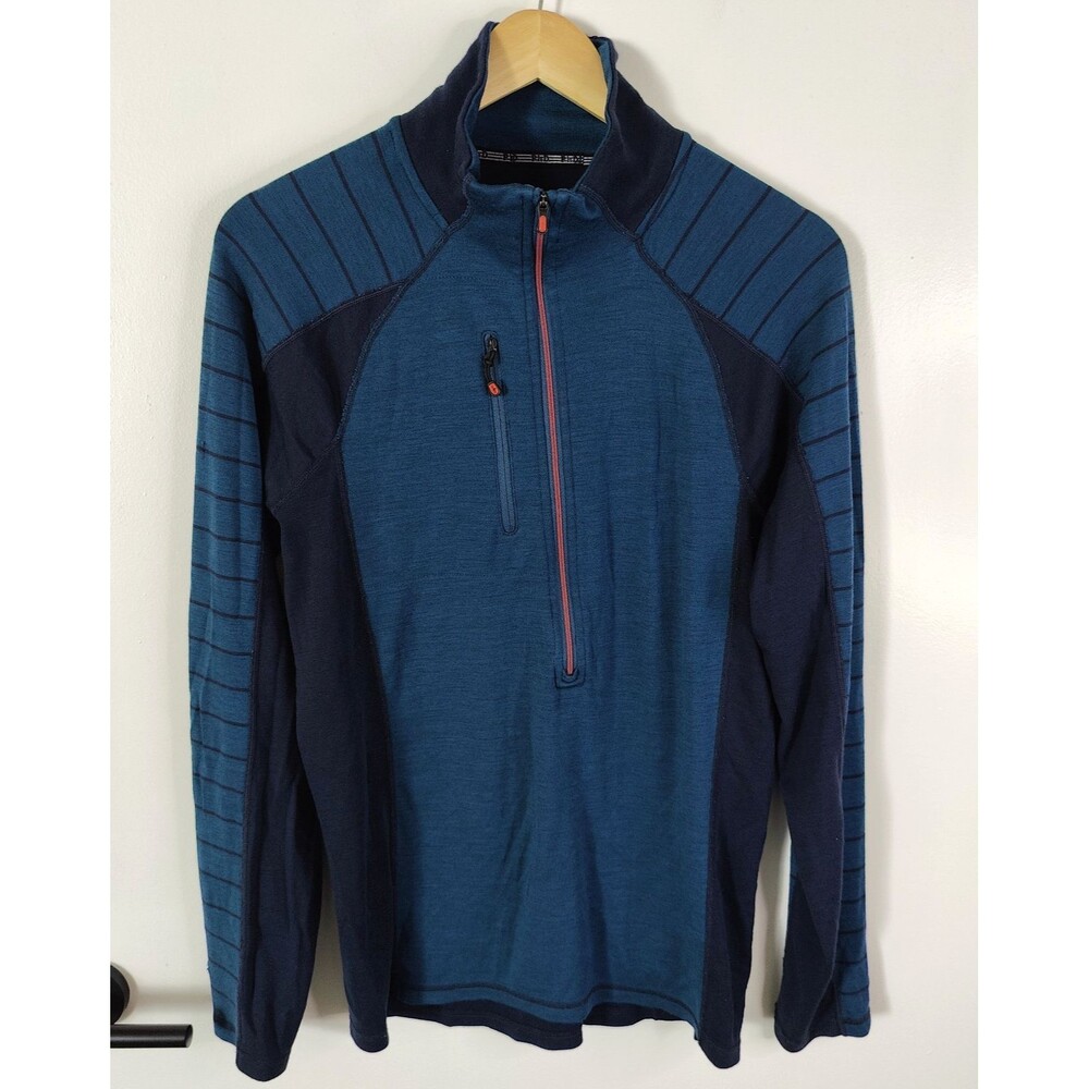 Smartwool Womens Large Merino Wool Baselayer Pullover Half Zip Blue (Read Desc)